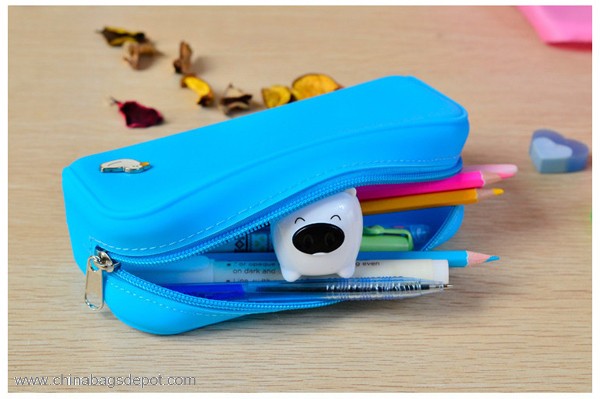 Soft student silicone pencil bag