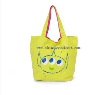 Yellow canvas shopping bags