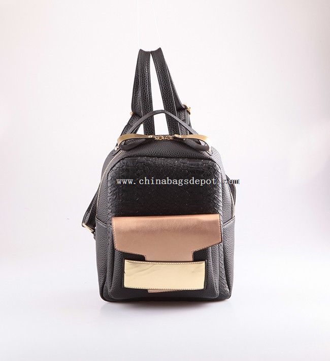 Black snake PU unisex backpack