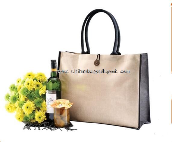jute fabric bag with Button rope closure