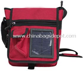 solar shoulder bag with mobile phone adaptor