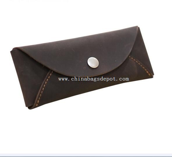 Button cowhide pencil pouch