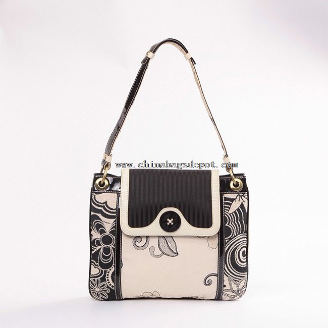 Canvas cotton ladies pu leather vanity bag