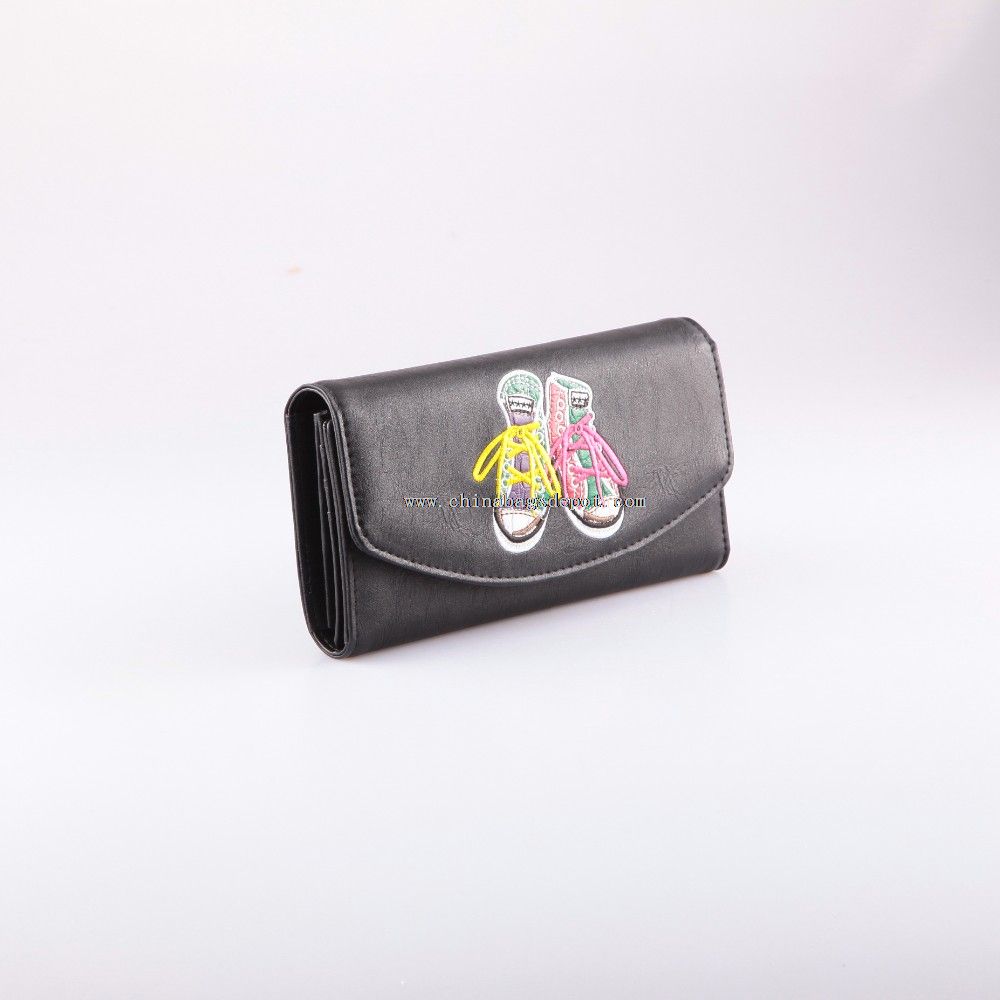Embroidery Shoes Girl Leather Wallet