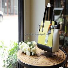 With logo printed hand bag lady images