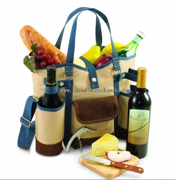 Foods cooler bag with utensils