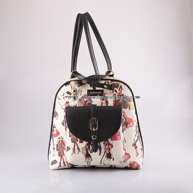 Front pocket cool girl printed backpack