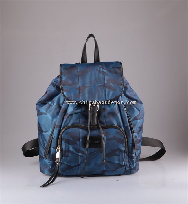 Large capacity blue camouflage nylon backpack