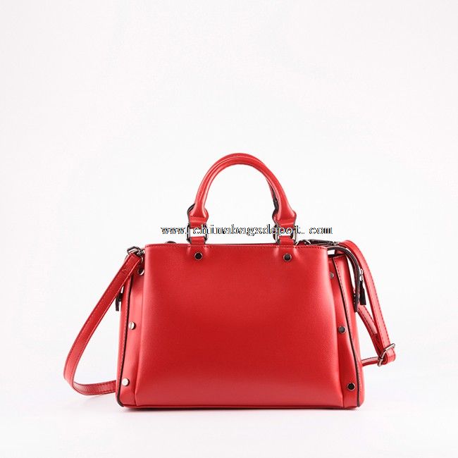 Leather designer handbags woman in red