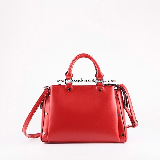 Leather designer handbags woman in red