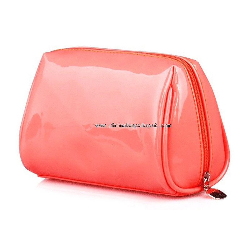 Leather mirror shining pvc cosmetic bag