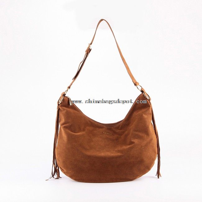 Leather tassels ladies hobo bag