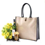 Jute-Stoff-Tasche mit Knopfverschluss Seil images