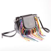 Rainbow fringe smooth PU tassel women shoulder bags images