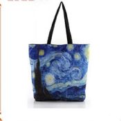 Starry Night Print Tote Leinwand Einkaufstasche images