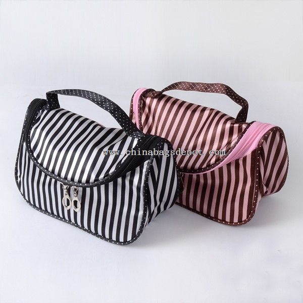 Pink Stripe Cosmetic Bag