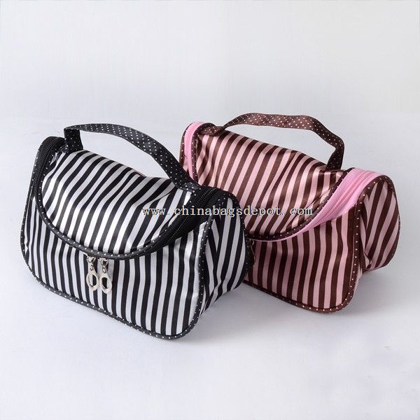 Pink stribe kosmetik taske