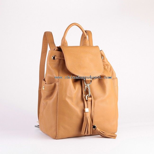 PU Leather drawstring foldable backpack