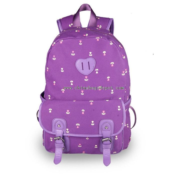 Purple Canvas Backpacks School Bags