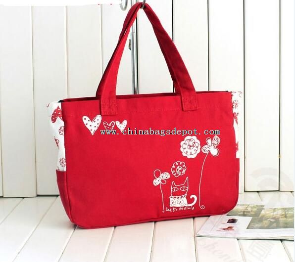 Red canvas tote bags