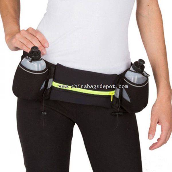 Running belt with 2 bpa free water bottles