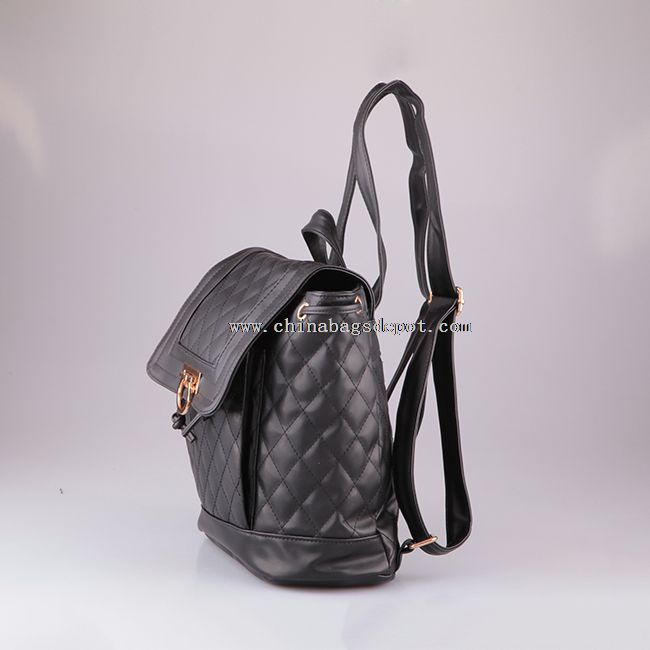 School Leather Backpack with Drawstring
