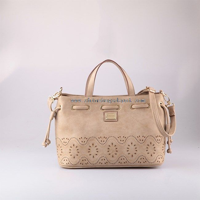 Semi PU laser drawstring satchel bag