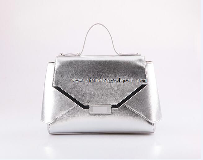 Silver PU women shoulder bag