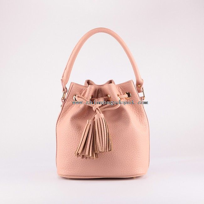 Womens handbag with tassel drawstring