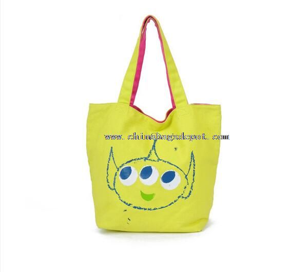 Yellow canvas shopping bags