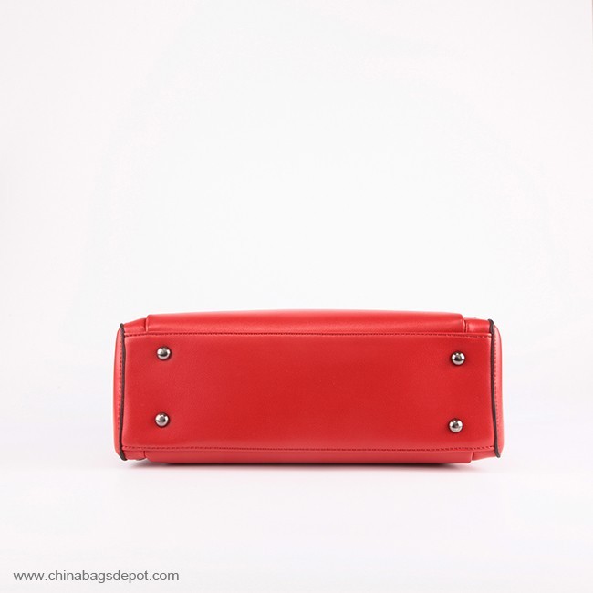 Leather designer handbags woman in red