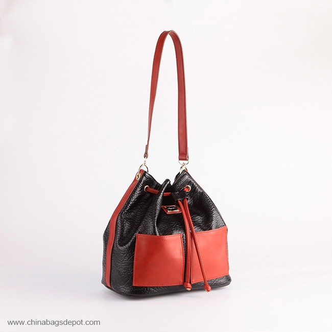 PVC drawstring bucket bag shoulder