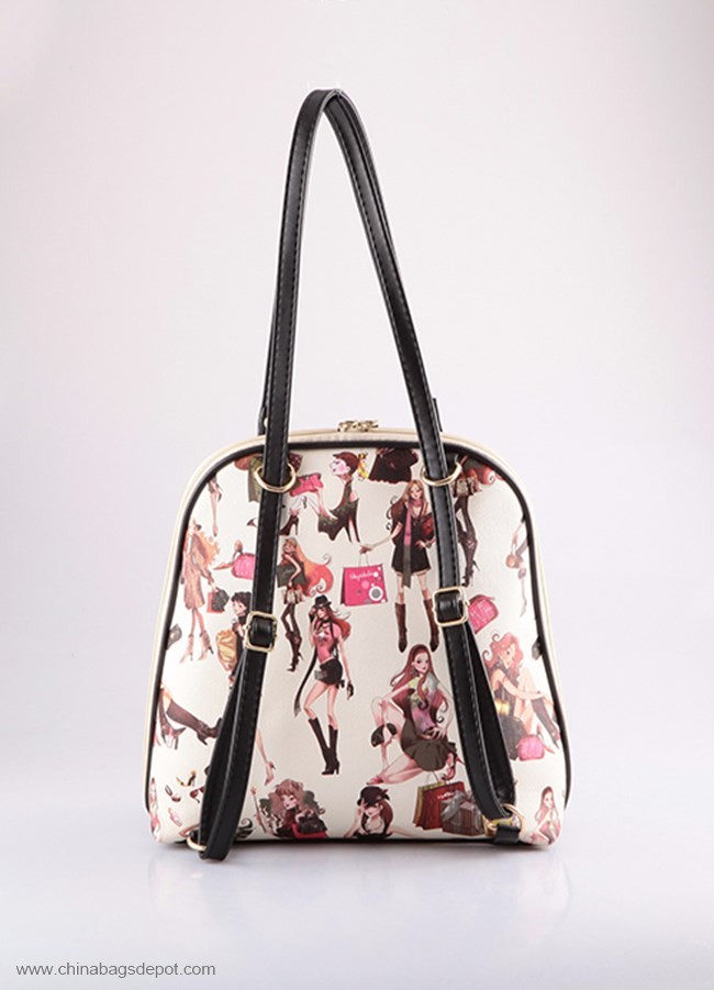 Front pocket cool girl printed backpack