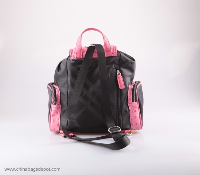 Sac à dos en nylon fantaisie à cordon de serrage PU avec peau d'autruche