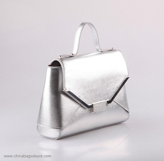 Silver PU women shoulder bag
