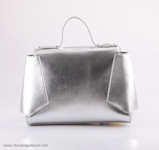 Silver PU women shoulder bag