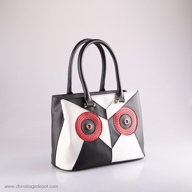 Owl eye PU leather patch handbags 