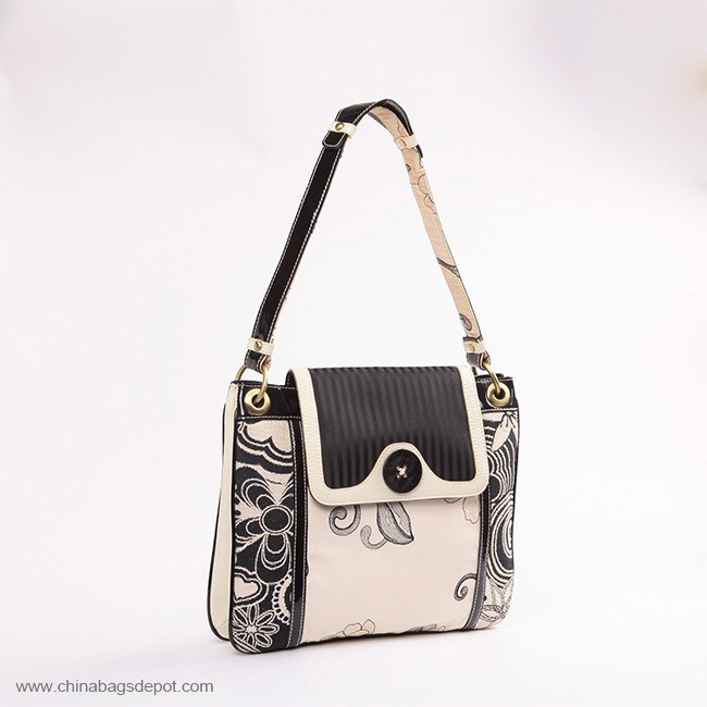 Canvas cotton ladies pu leather vanity bag 