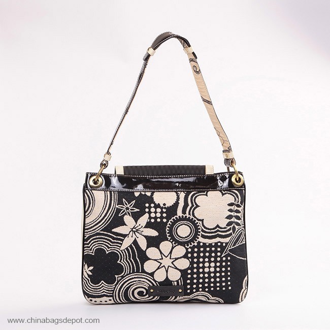 Canvas cotton ladies pu leather vanity bag 