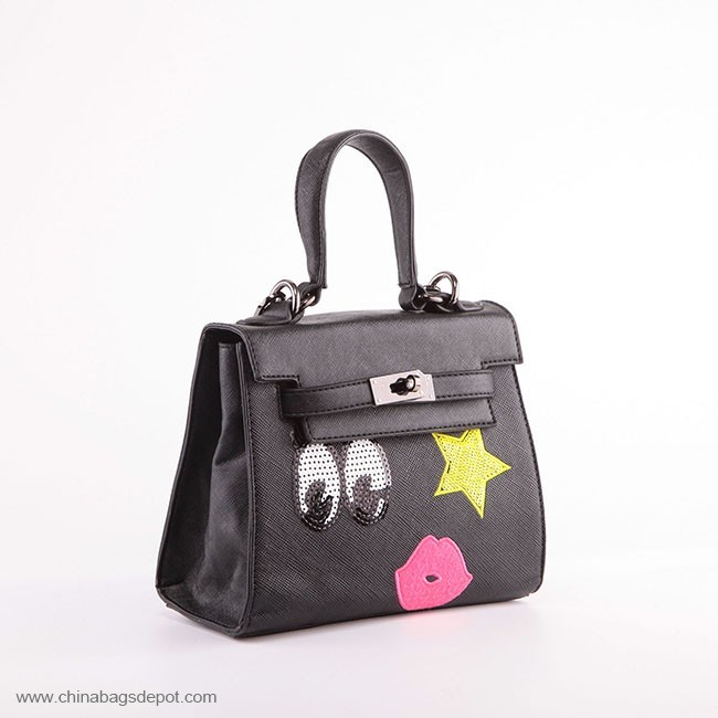 Leather tote handbag