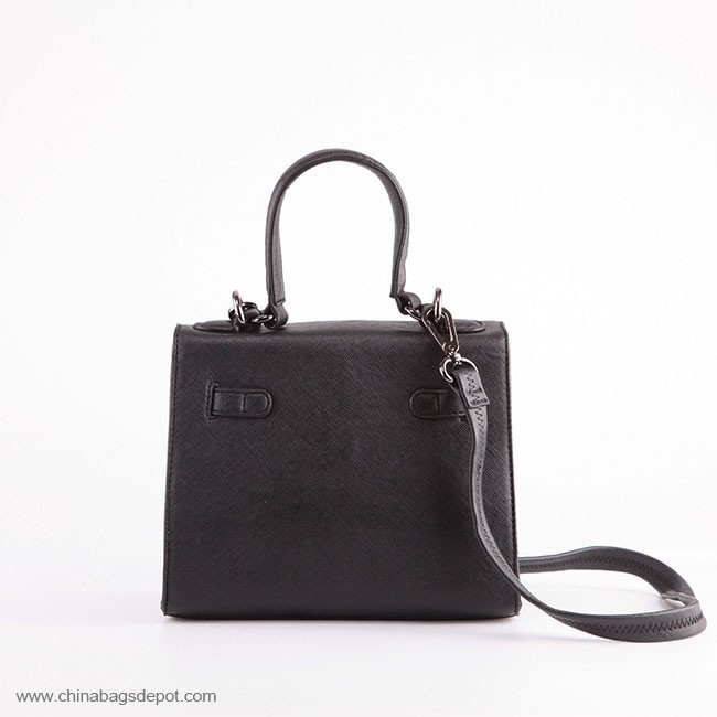 Leather tote handbag