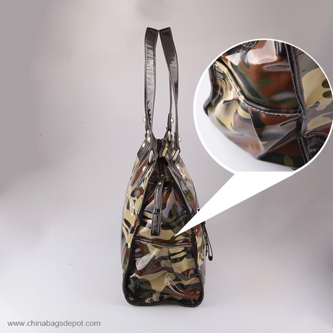 i Militari cammuffano patent leather tote bag