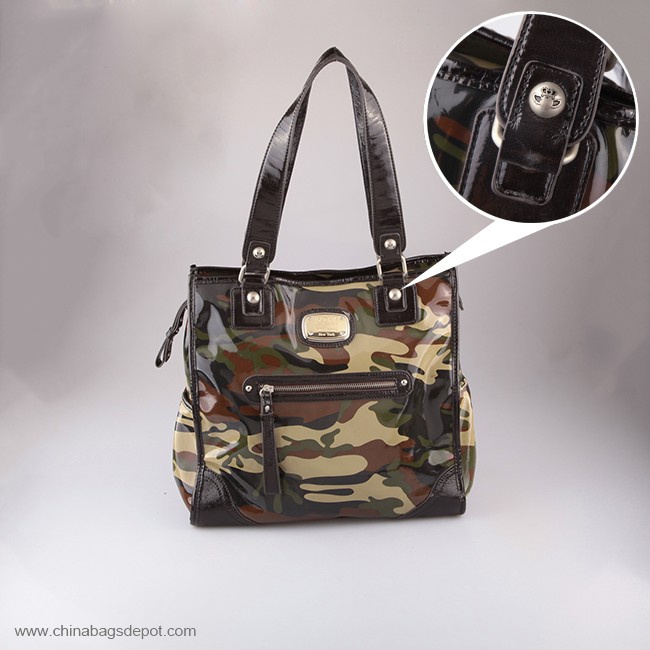 Military Camouflage lackleder Tote Bag