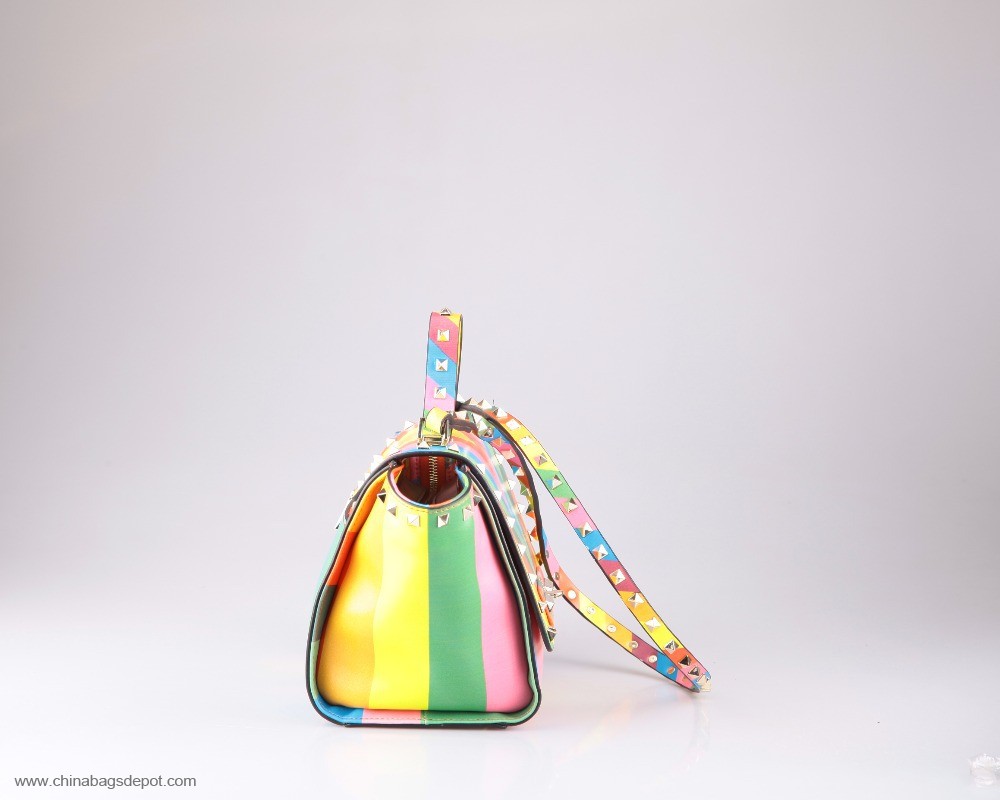  Rainbow pencetakan PU tas mini satchel 