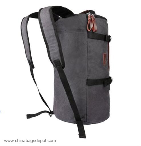 Multifunctional cylinder travelling canvas laptop backpack