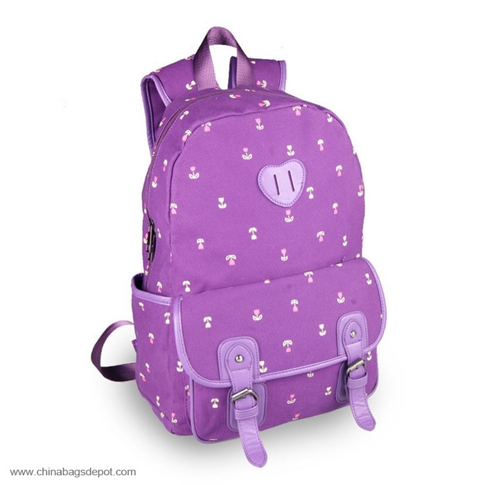 Purple Canvas Backpacks School Bags