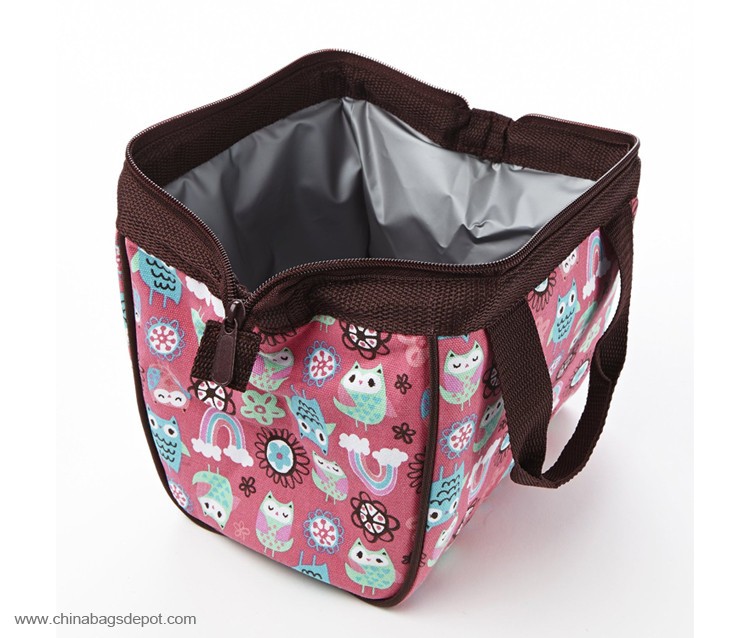 Zipper closure PEVA lining durable insulated lunch bag