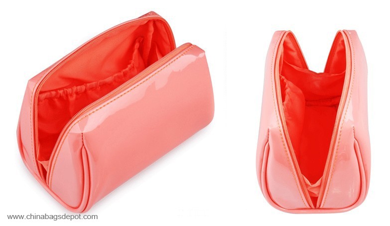 Leather mirror shining pvc cosmetic bag