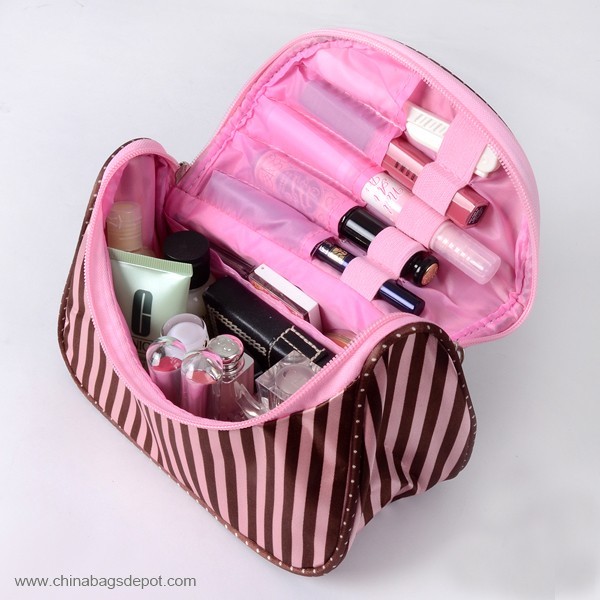 Pink Stripe Cosmetic Bag