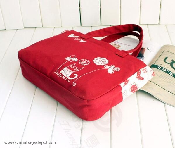 Red canvas tote bags